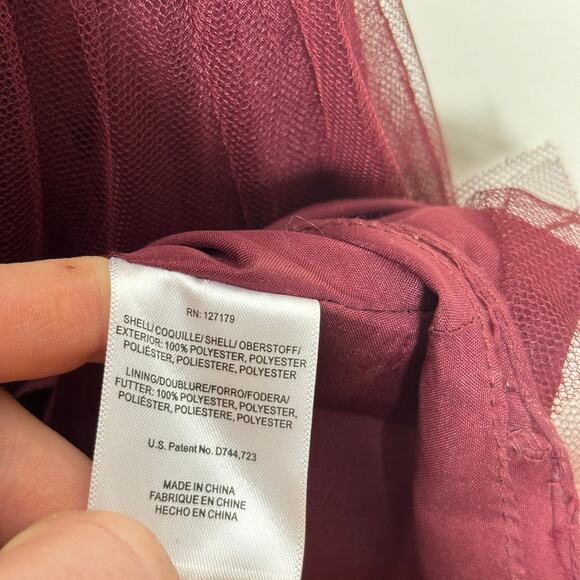 BHLDN x JENNY YOO Annabelle Convertible Tulle Maxi Dress Black Cherry Sz 10 {V3} - Picture 8 of 8